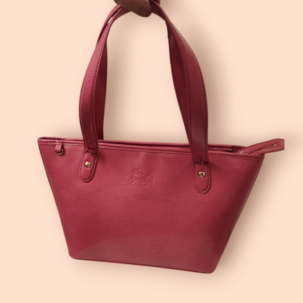 Ralph Lauren Pink Leather Satchel w Gray Interior